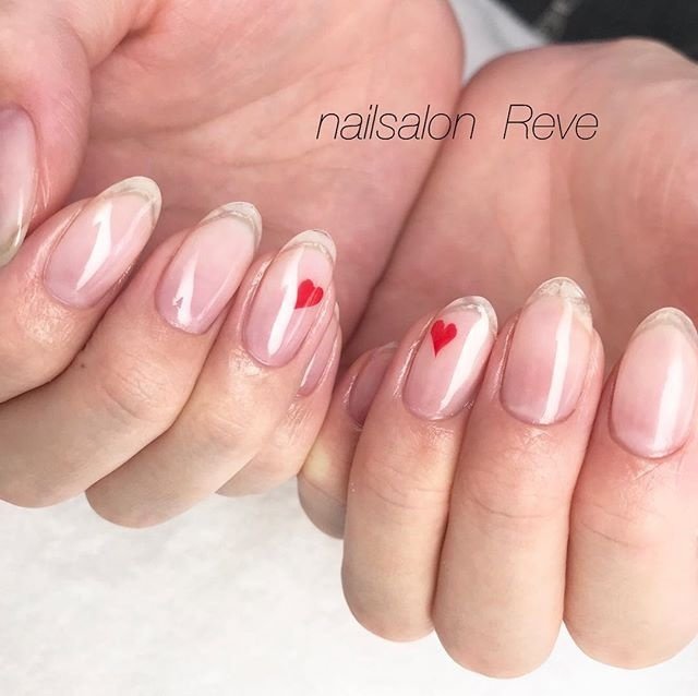 オールシーズン オフィス シンプル ハート クリア Beauty Salon Reve レーヴ のネイルデザイン No 394 ネイル ブック