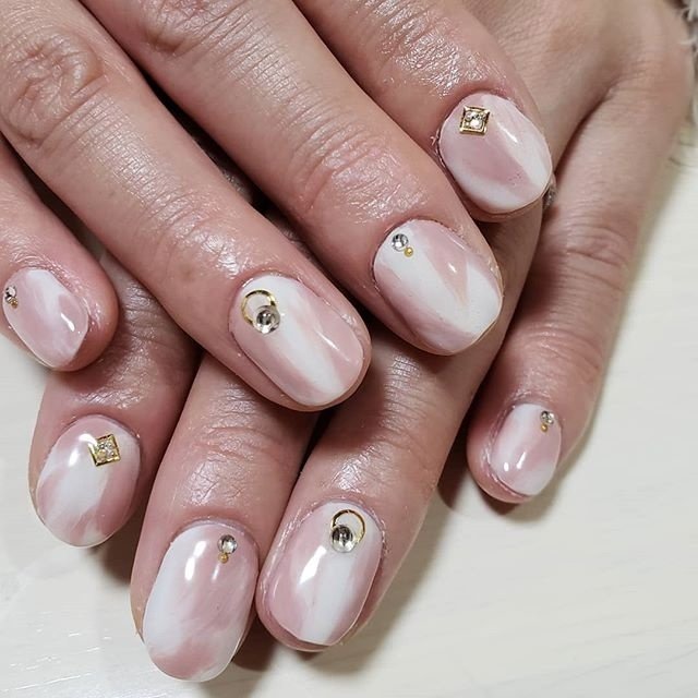 オールシーズン オフィス ブライダル 女子会 ハンド みつかげ 桜のネイルデザイン No ネイルブック