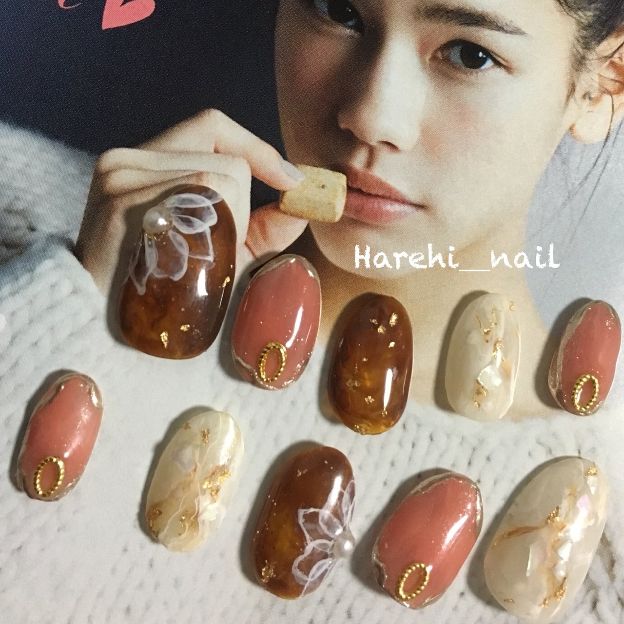 オールシーズン 浴衣 パーティー ハンド 大理石 Harehi Nailのネイルデザイン No 323 ネイルブック