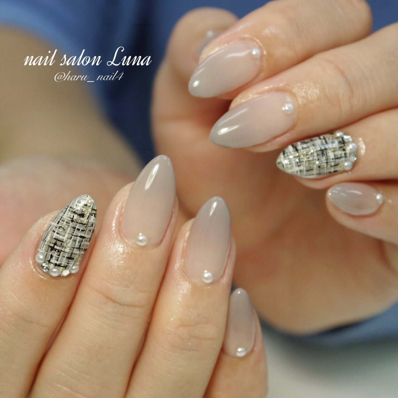 秋 冬 グラデーション ツイード ホワイト Nail Salon Luna のネイルデザイン No 341 ネイルブック