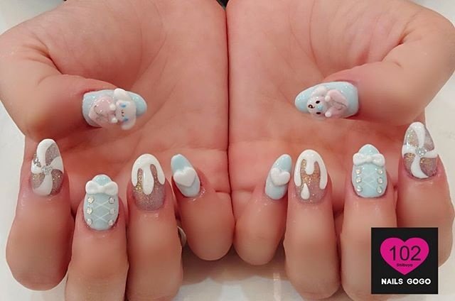 冬 成人式 パーティー キャラクター 3d Nailsgogo Shibuya Nailsalonのネイルデザイン No 348 ネイル ブック