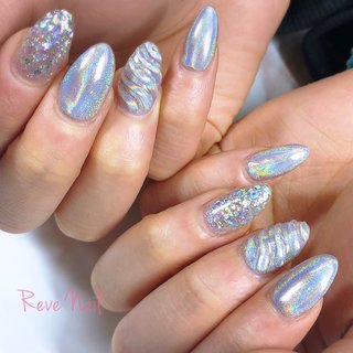 人気順｜パーティー/ユニコーン/#ダズリングパウダーのネイルデザイン
