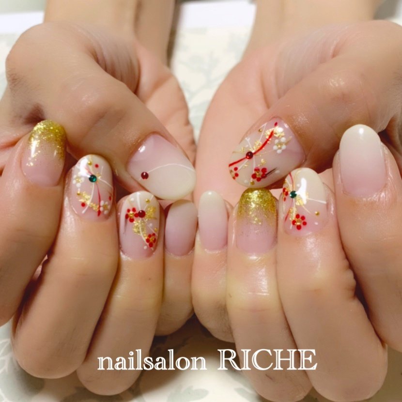 冬 お正月 成人式 ハンド 和 Nailsalon Richeのネイルデザイン No ネイルブック