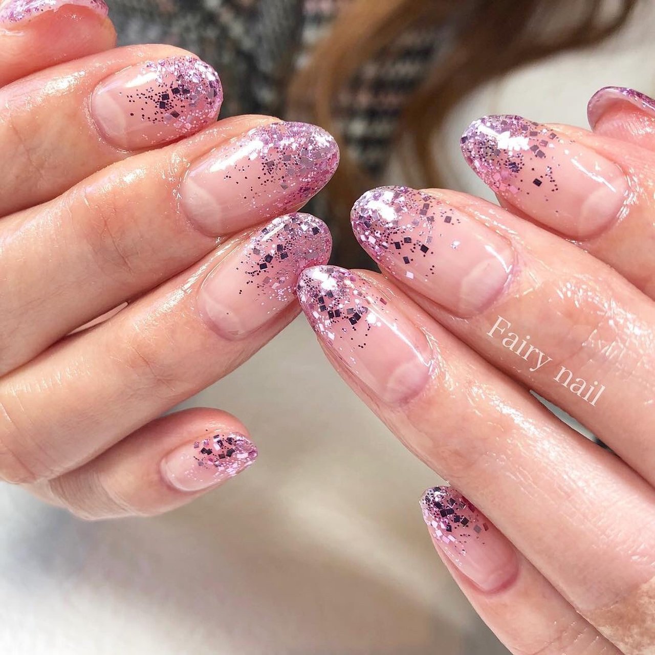 オールシーズン ハンド グラデーション ラメ パープル Fairy Nailのネイルデザイン No ネイルブック