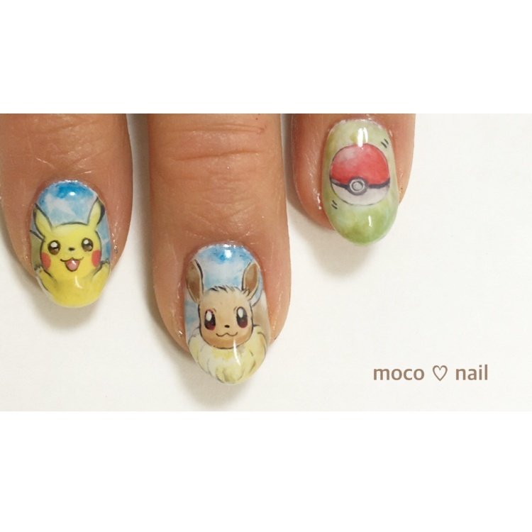 オールシーズン ハンド 痛ネイル キャラクター ショート Moco Nailのネイルデザイン No ネイルブック