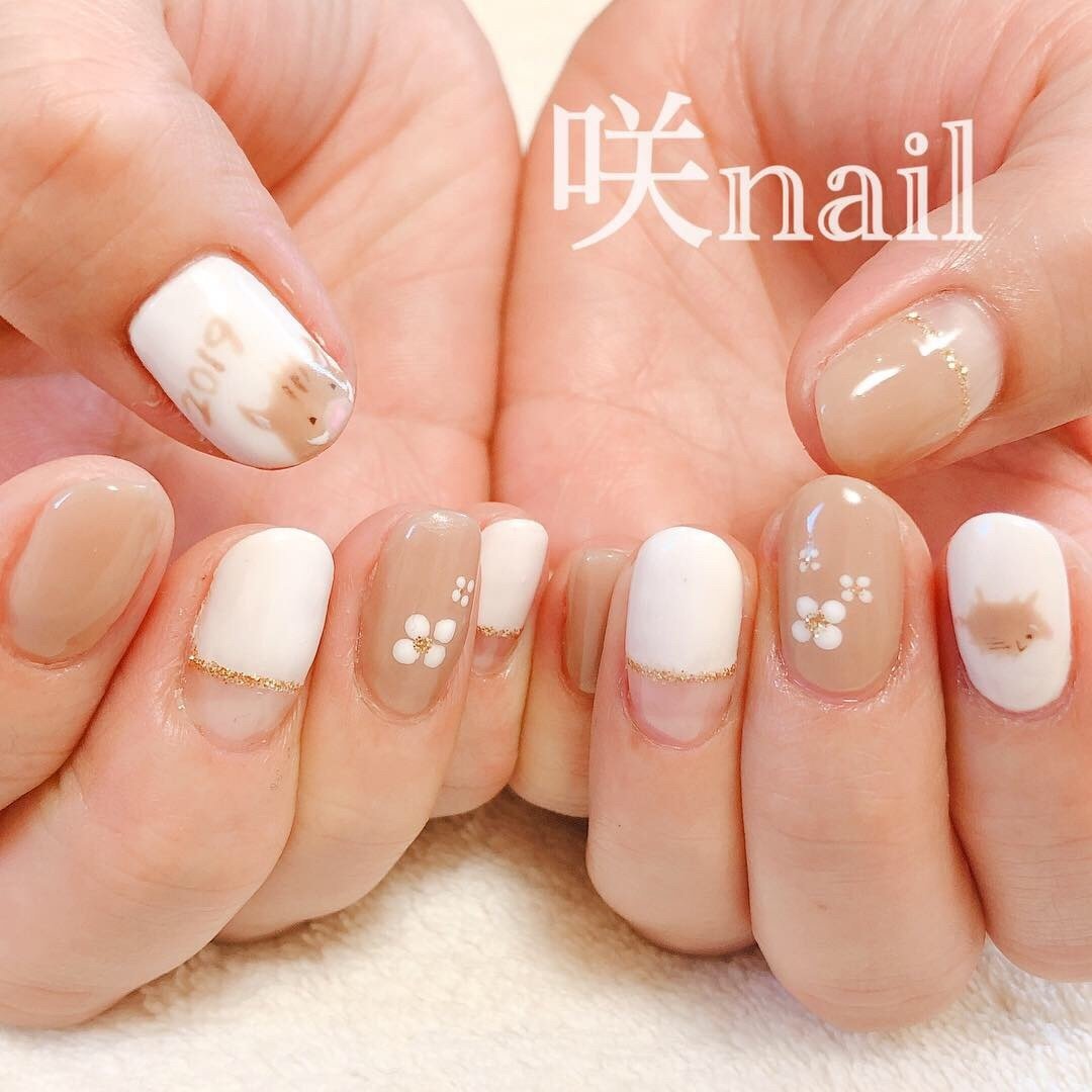 お正月 オフィス デート 女子会 ハンド 咲nail サキネイル のネイルデザイン No ネイルブック