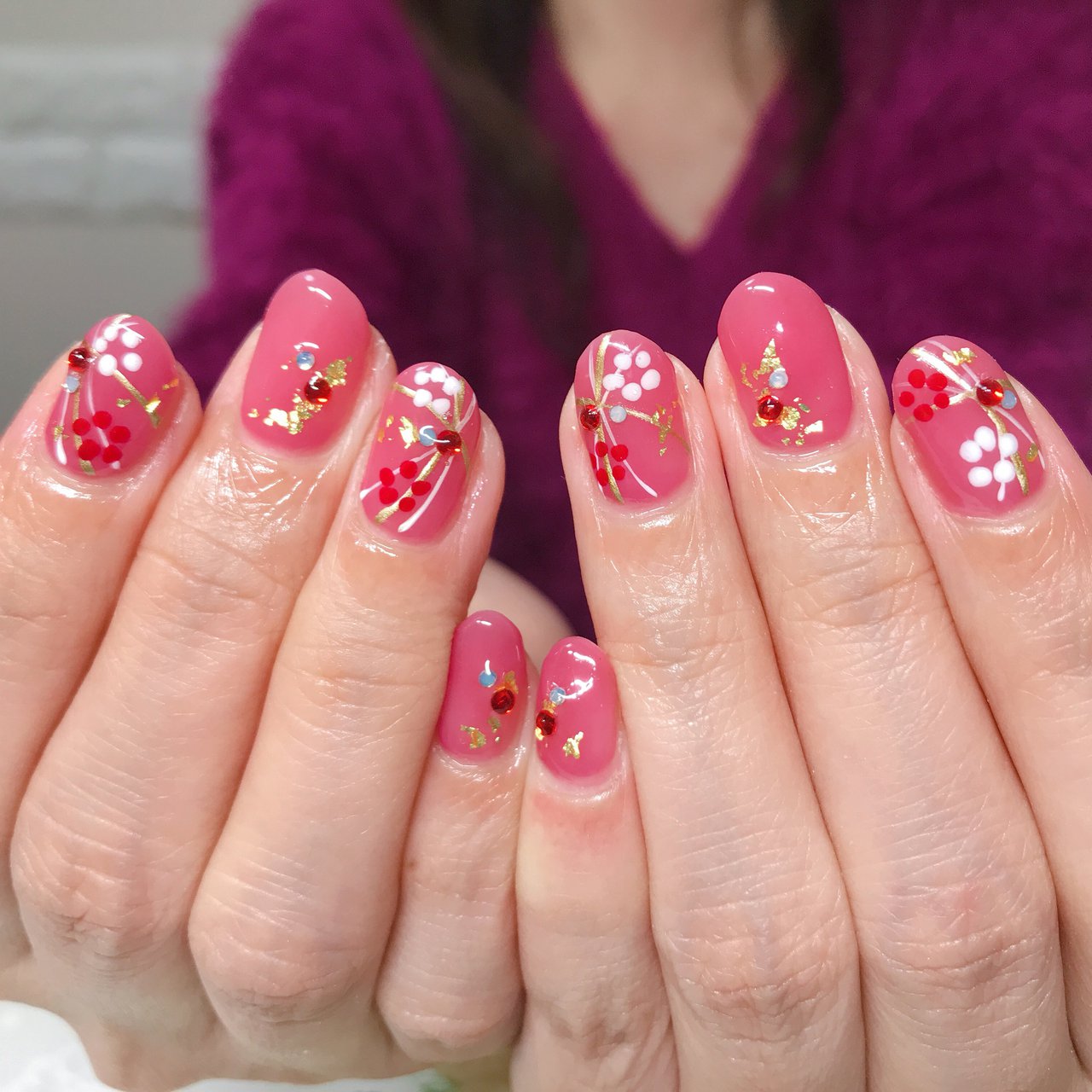 冬 お正月 成人式 フラワー 和柄 Nail Hana001のネイルデザイン No ネイルブック