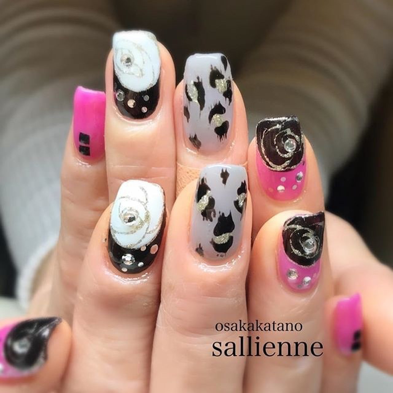 オールシーズン ハンド フラワー ミディアム ピンク 山田さおり サリエンヌのネイルデザイン No ネイルブック