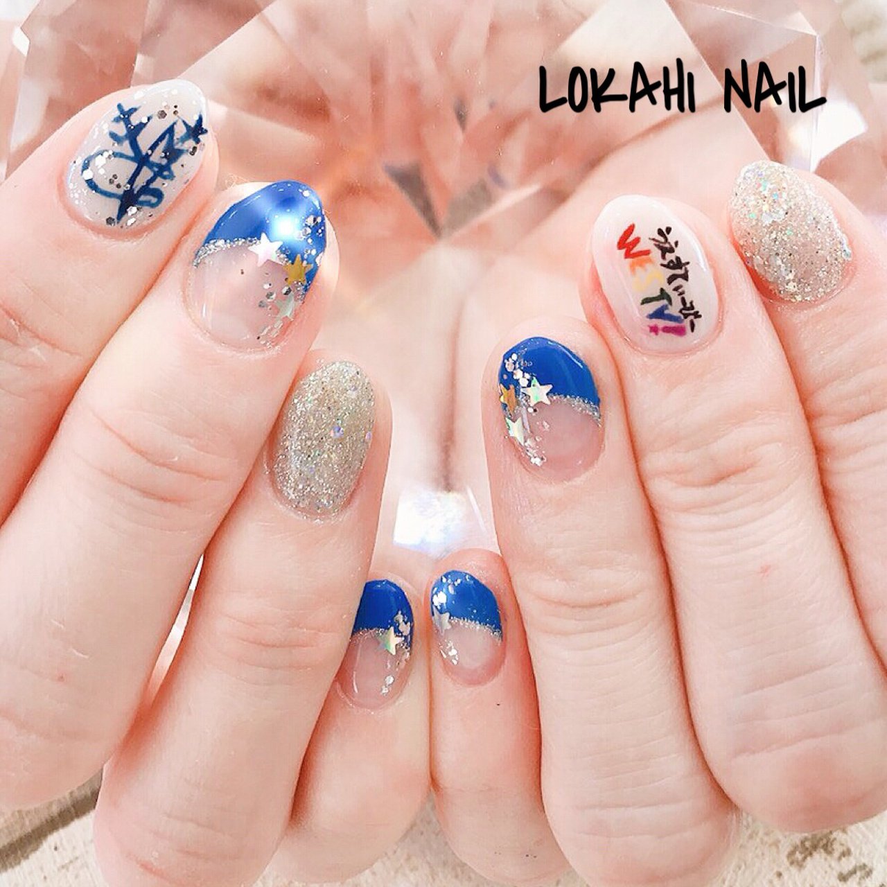 オールシーズン ライブ ハンド フレンチ ラメ Lokahi Nail ロカヒネイルのネイルデザイン No ネイルブック