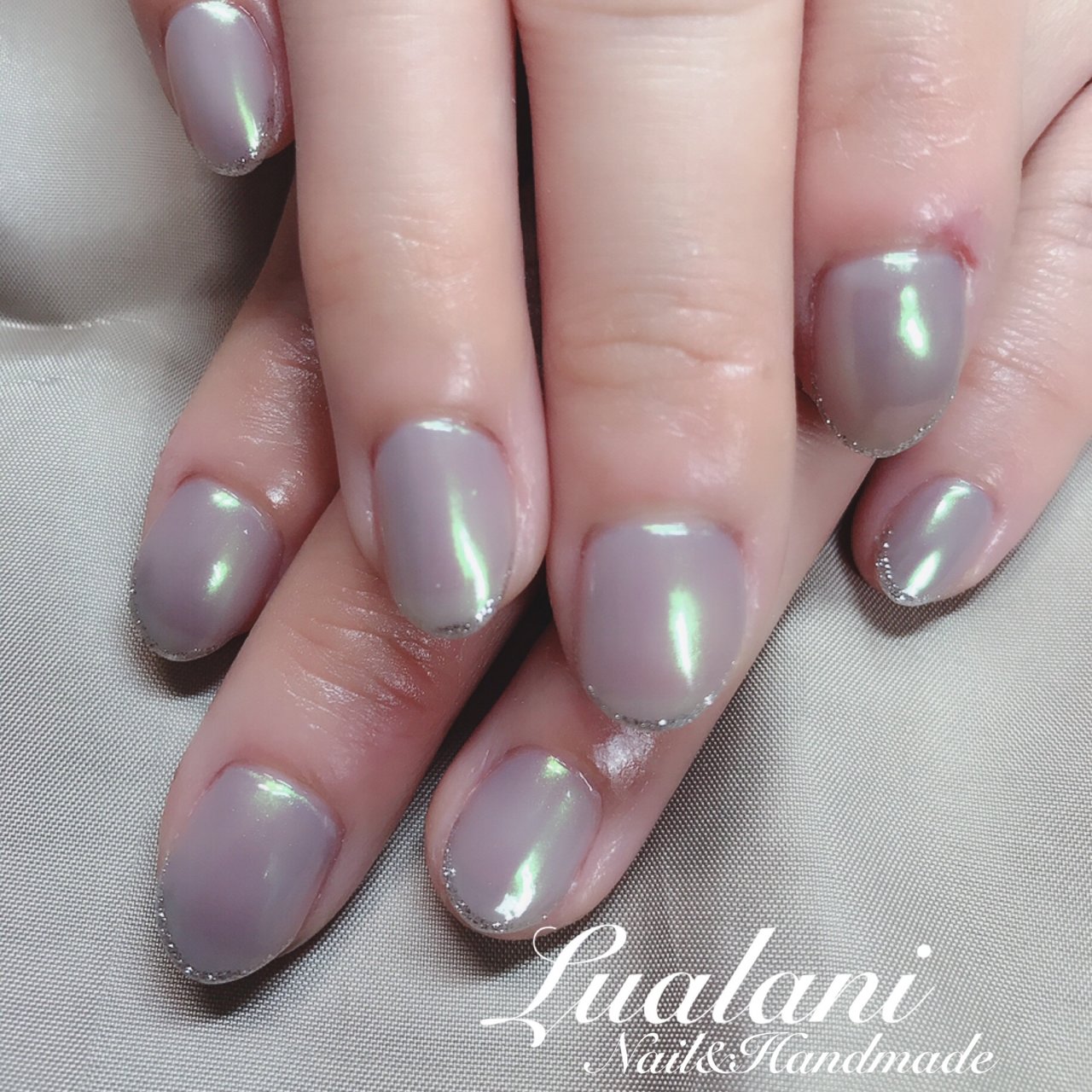 オールシーズン ハンド フレンチ グレー シルバー Lualani Nailのネイルデザイン No ネイルブック