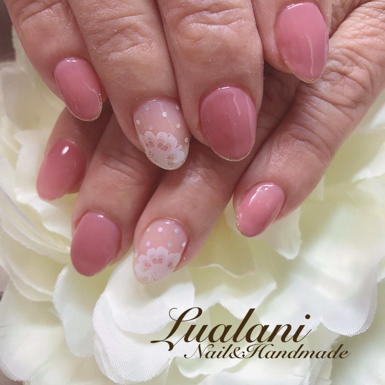 春 ハンド レース ホワイト ピンク Lualani Nailのネイルデザイン No ネイルブック