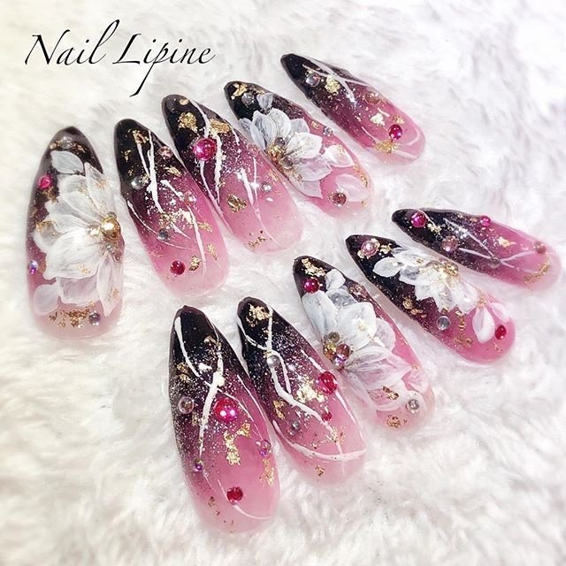 冬 お正月 成人式 ハンド フラワー Nail Lipineのネイルデザイン No ネイルブック