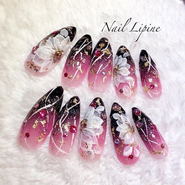 冬 お正月 成人式 ハンド フラワー Nail Lipineのネイルデザイン No ネイルブック