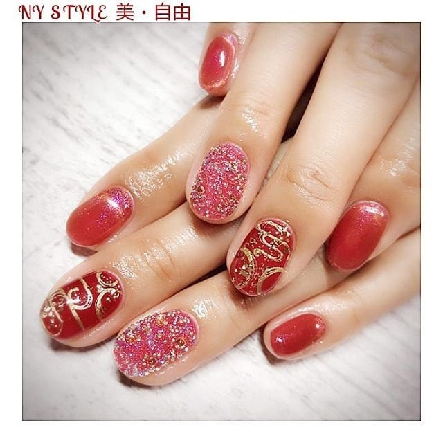冬 お正月 パーティー ハンド シンプル Ny Style 美 自由のネイルデザイン No ネイルブック