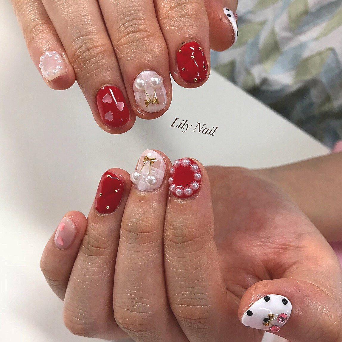 バレンタイン リゾート デート 女子会 パール Lily Nailのネイルデザイン No ネイルブック