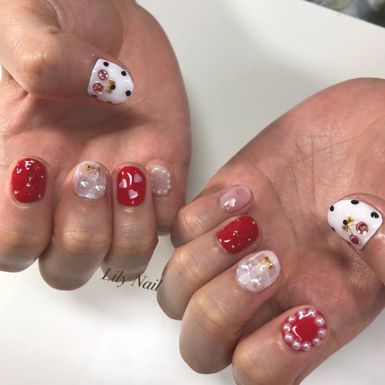 バレンタイン リゾート デート 女子会 パール Lily Nailのネイルデザイン No ネイルブック