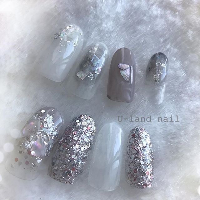 秋 冬 ブライダル ハンド ラメ U Land Nailのネイルデザイン No ネイルブック