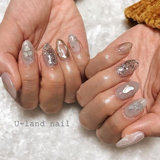 ブライダル ハンド ラメ シェル ニュアンス U Land Nailのネイルデザイン No ネイルブック