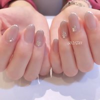 人気順 ショート グレー 細フレンチのネイルデザイン ネイルブック