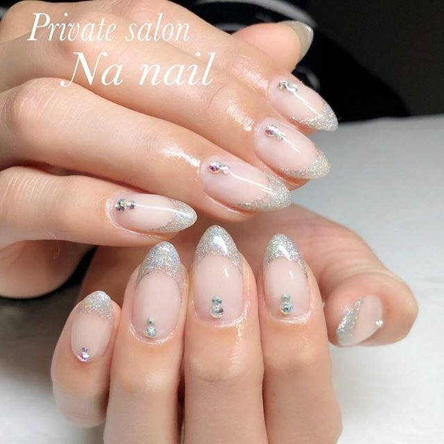 オールシーズン ハンド シンプル フレンチ ラメ Na Nailのネイルデザイン No ネイルブック