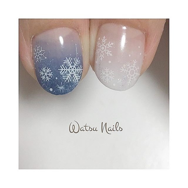 冬 ハンド グラデーション ラメ 雪の結晶 Watsunailsのネイルデザイン No ネイルブック