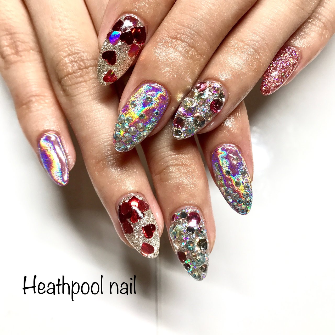 ハンド ハート ユニコーン ピンク シルバー Heathpoolnailのネイルデザイン No ネイルブック