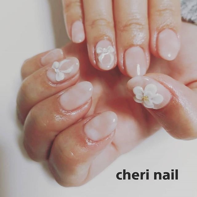 オールシーズン ハンド シンプル リボン ショート Cheri Nail Keikoのネイルデザイン No ネイルブック