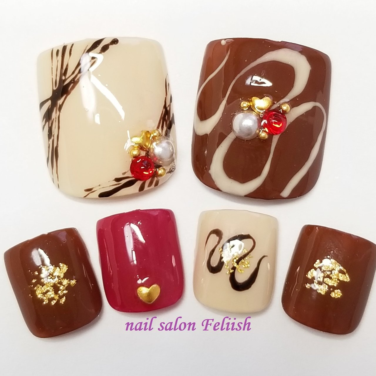 バレンタイン フット ワンカラー パール ハート Nail Salon Feliishのネイルデザイン No ネイルブック