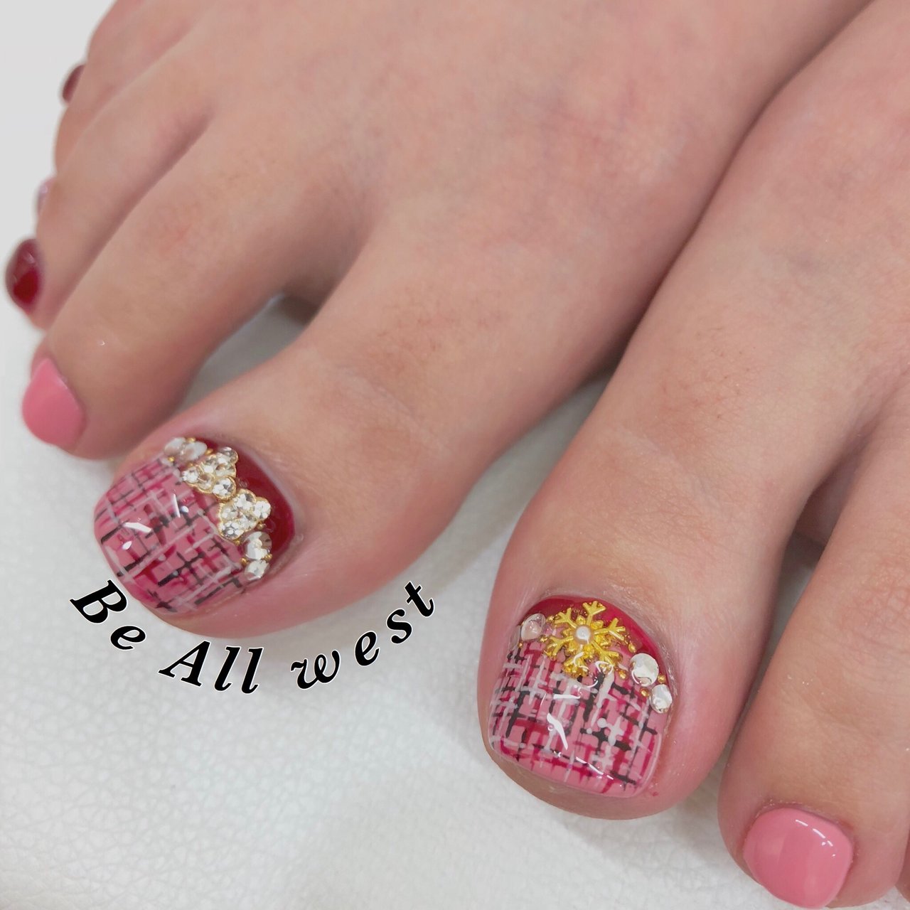 秋 冬 フット ツイード ピンク Beallwestのネイルデザイン No ネイルブック