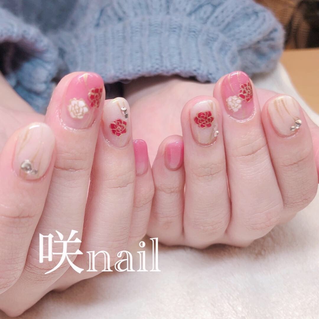 お正月 成人式 卒業式 浴衣 ハンド 咲nail サキネイル のネイルデザイン No 343 ネイルブック