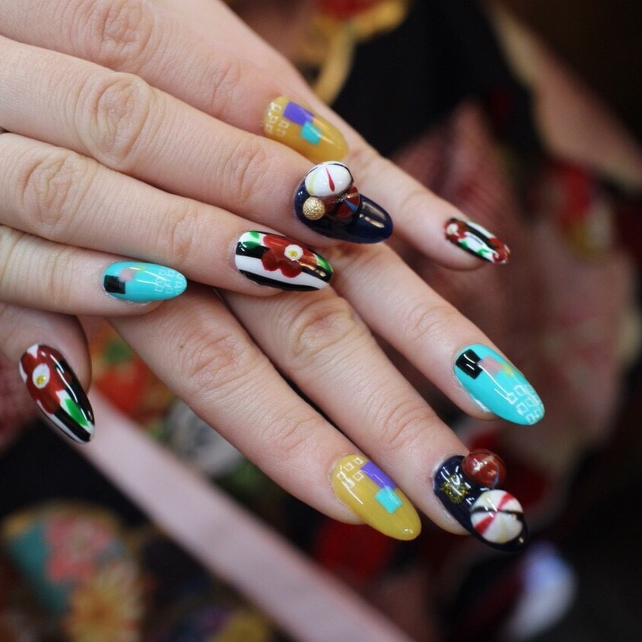 成人式 ハンド フラワー 3d レトロ Nail Mahalo1113のネイルデザイン No ネイルブック