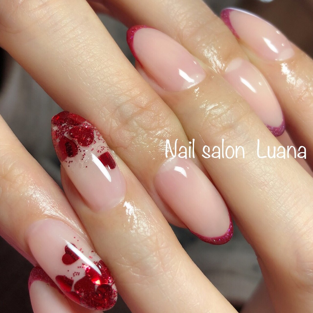 オールシーズン/バレンタイン/ハンド/フレンチ/ホログラム - Nailsalon 