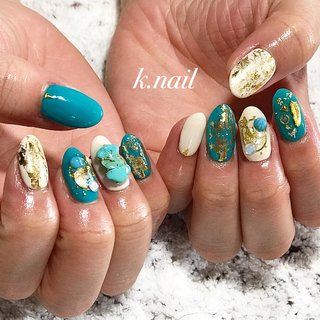 ターコイズ天然のネイルデザイン ネイルブック