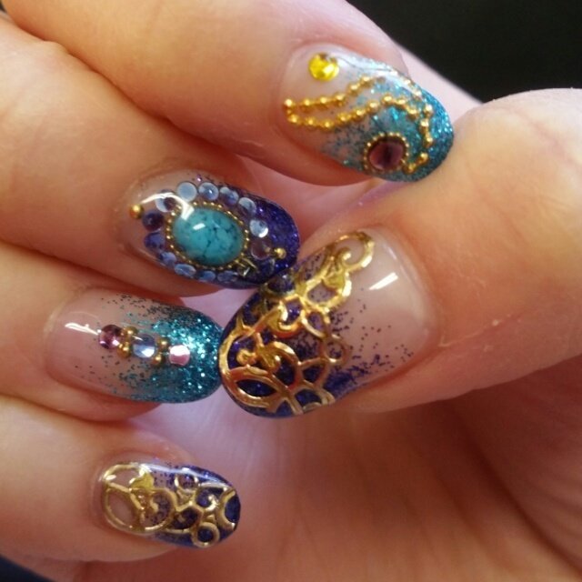 夏 オールシーズン ハンド ラメ エスニック Like0flowerのネイルデザイン No ネイルブック