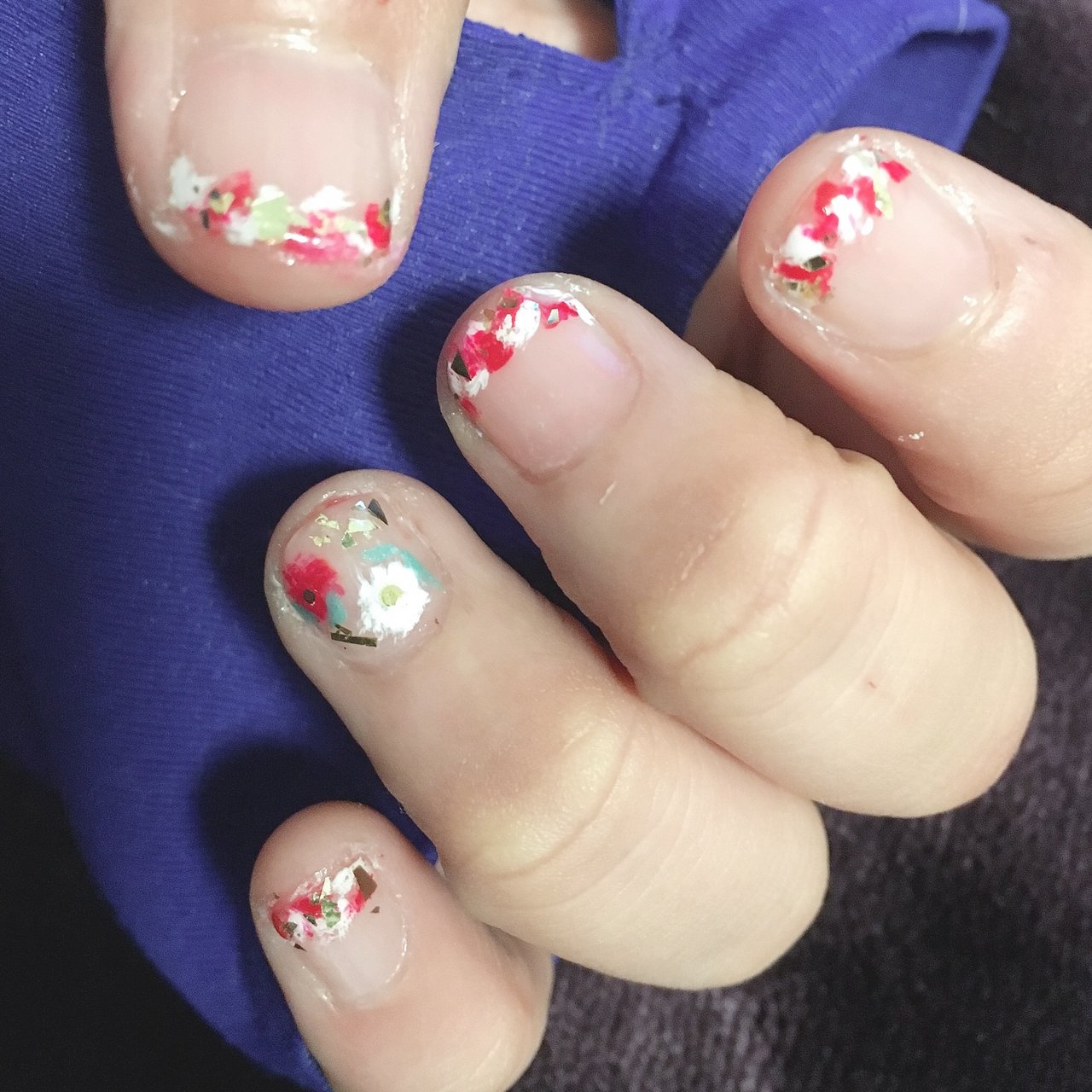 冬 お正月 ハンド フレンチ フラワー Yuko Ikedaのネイルデザイン No ネイルブック