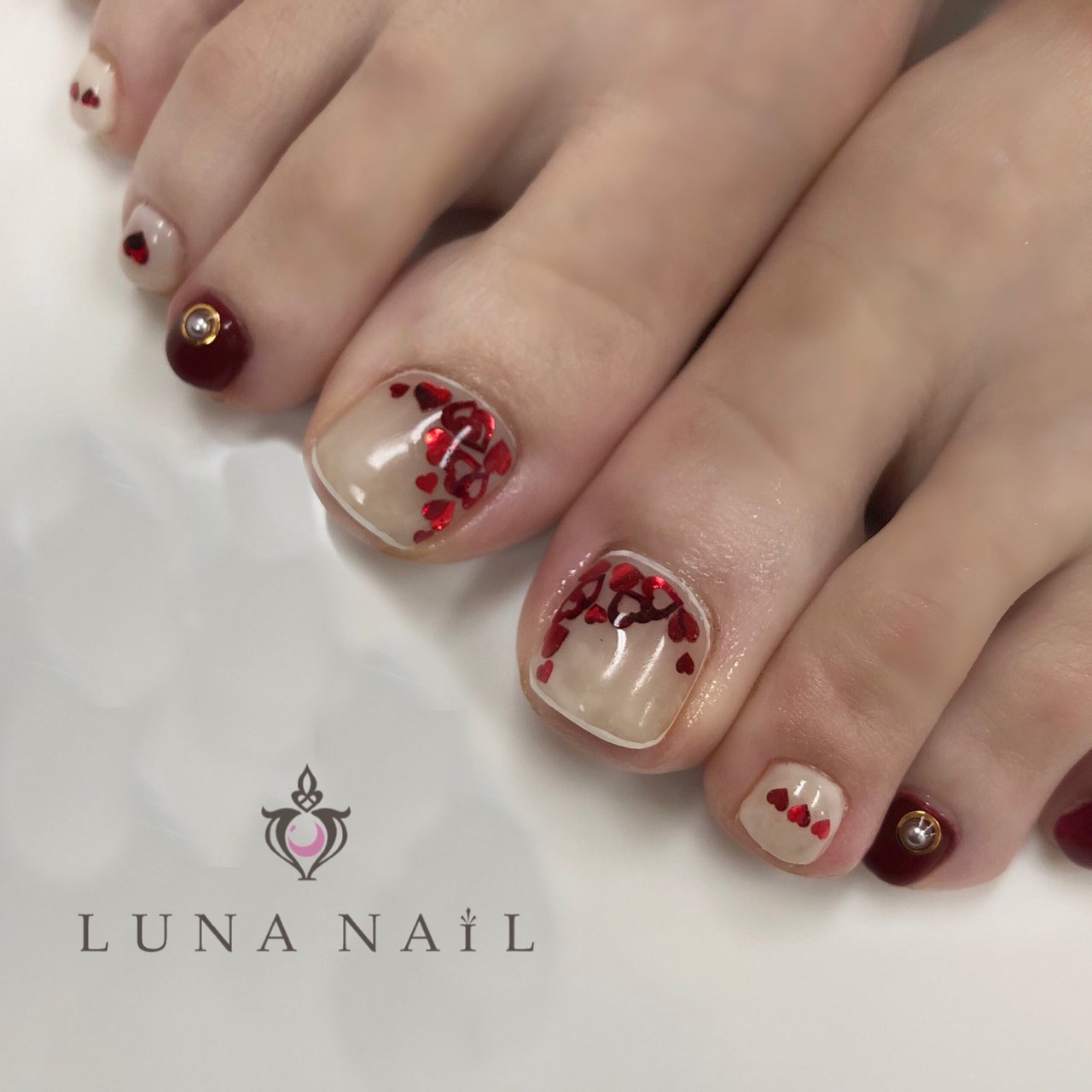 冬 バレンタイン デート 女子会 フット Luna Nail のネイルデザイン No ネイルブック