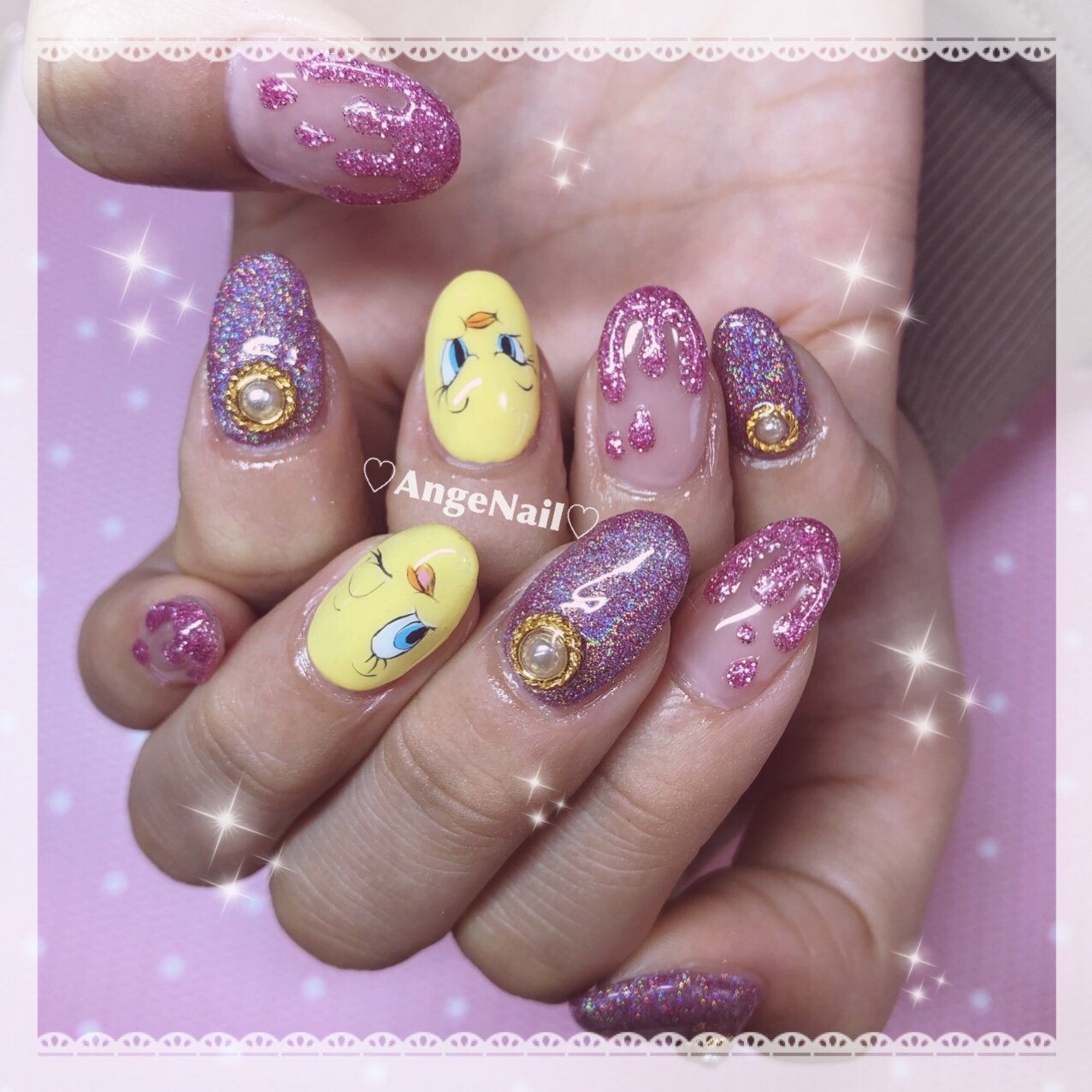 ハンド 痛ネイル キャラクター ピンク Angenailのネイルデザイン No ネイルブック