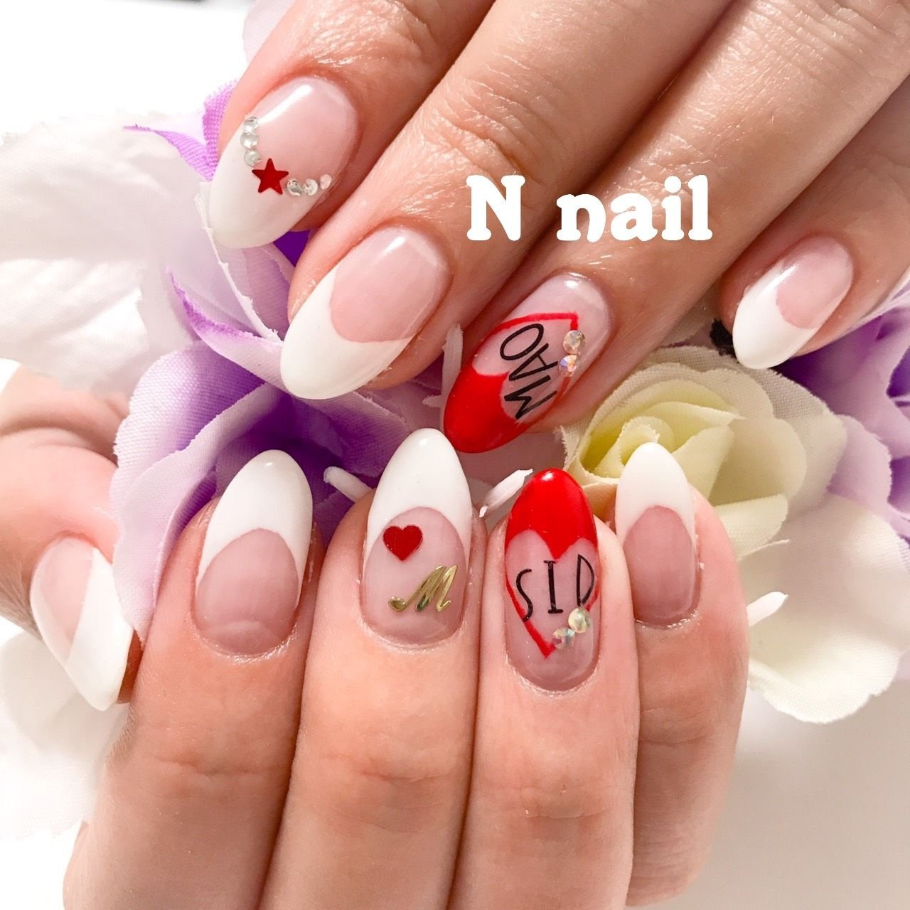 オールシーズン/ハンド/変形フレンチ/ハート/イニシャル - N nailの  