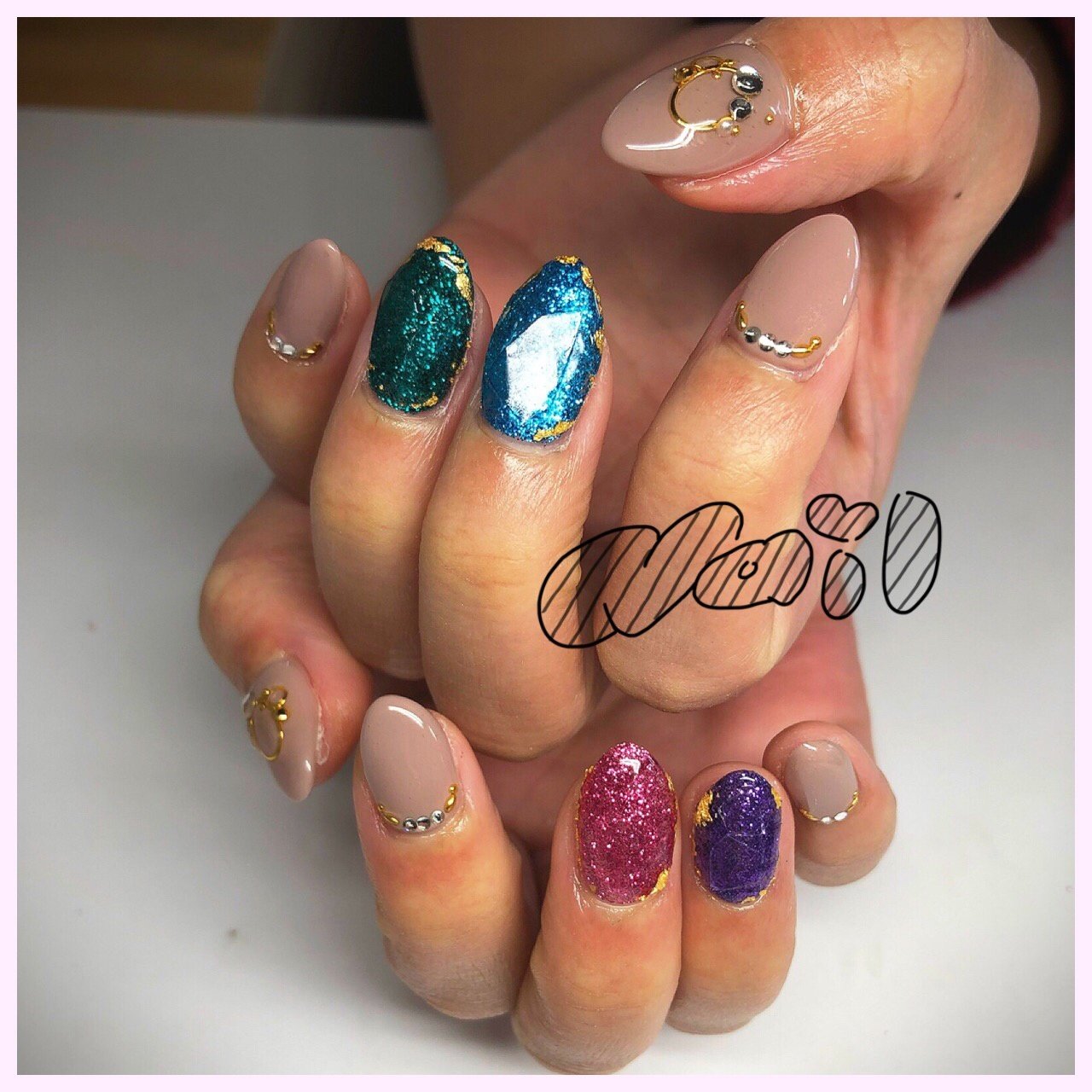 春オールシーズンオフィス女子会ハンド Agloss Nailのネイル