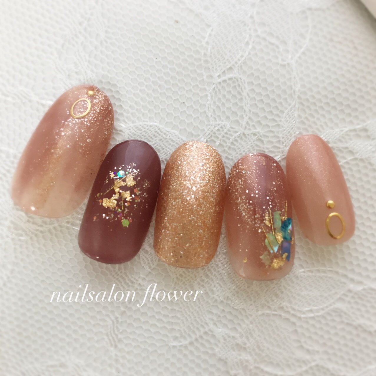 秋 冬 オールシーズン ベージュ ブラウン Nailsalon Flowerのネイルデザイン No ネイルブック