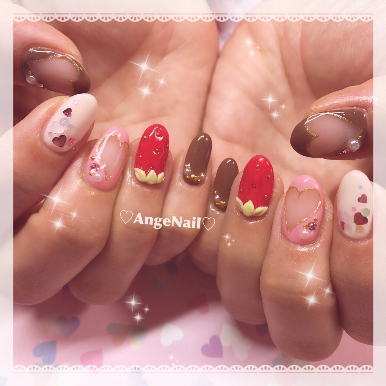 バレンタイン スイーツ フルーツ レッド ブラウン Angenailのネイルデザイン No ネイルブック