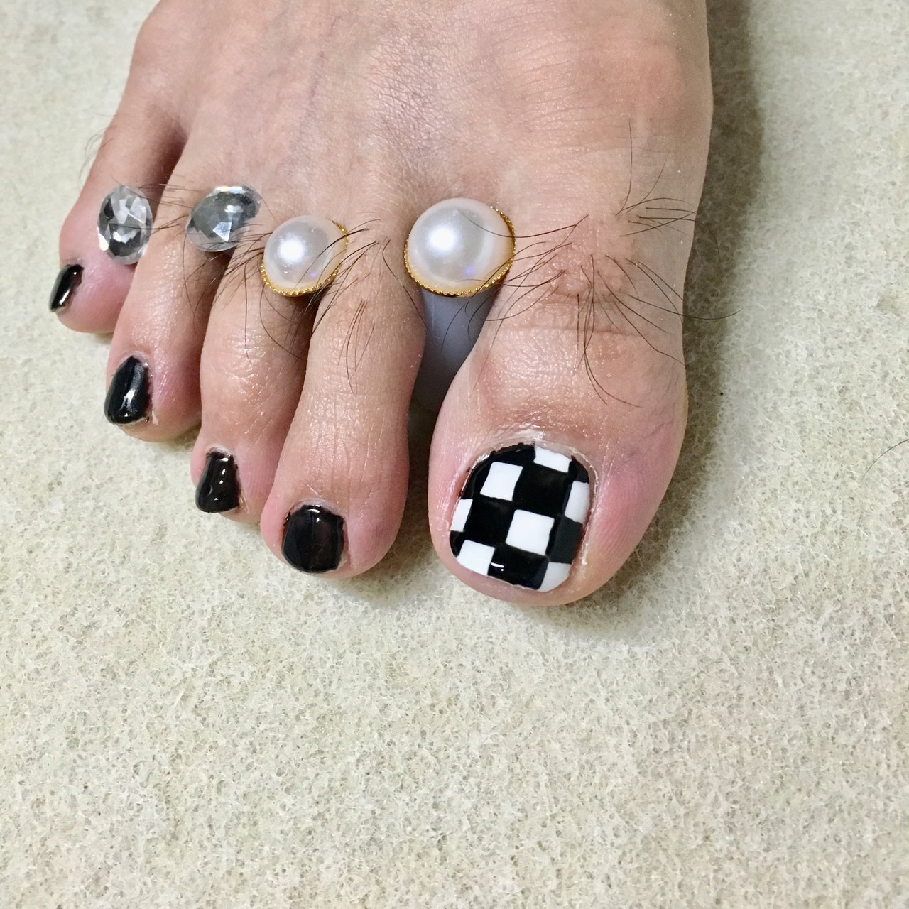 オールシーズン フット ショート ホワイト ブラック Jewelry Nailのネイルデザイン No ネイルブック