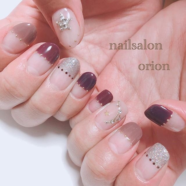 オールシーズン ハンド シンプル 変形フレンチ ホログラム Orionnailのネイルデザイン No ネイルブック