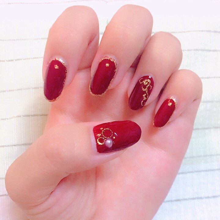 パーティー ハンド ラメ ビジュー パール Omochi No Nailのネイルデザイン No 3918972 ネイルブック