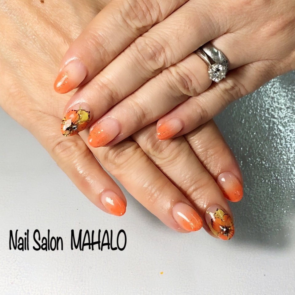 秋 オールシーズン 浴衣 ハンド グラデーション Nail Salon Mahaloのネイルデザイン No 3922229 ネイルブック