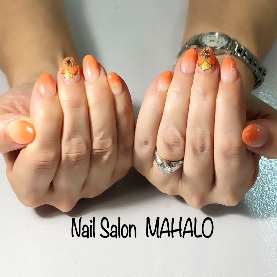 秋 オールシーズン 浴衣 ハンド グラデーション Nail Salon Mahaloのネイルデザイン No ネイルブック