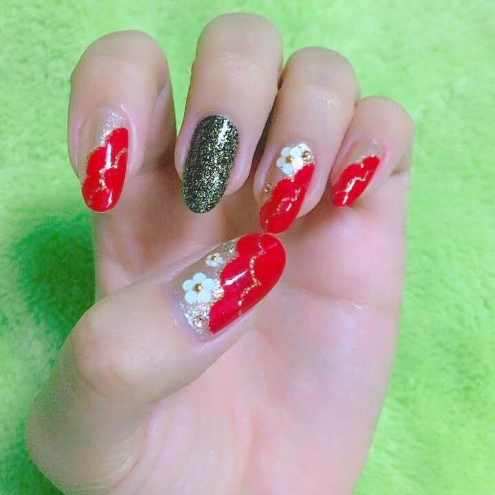 お正月 成人式 ハンド フレンチ 変形フレンチ Omochi No Nailのネイルデザイン No ネイルブック