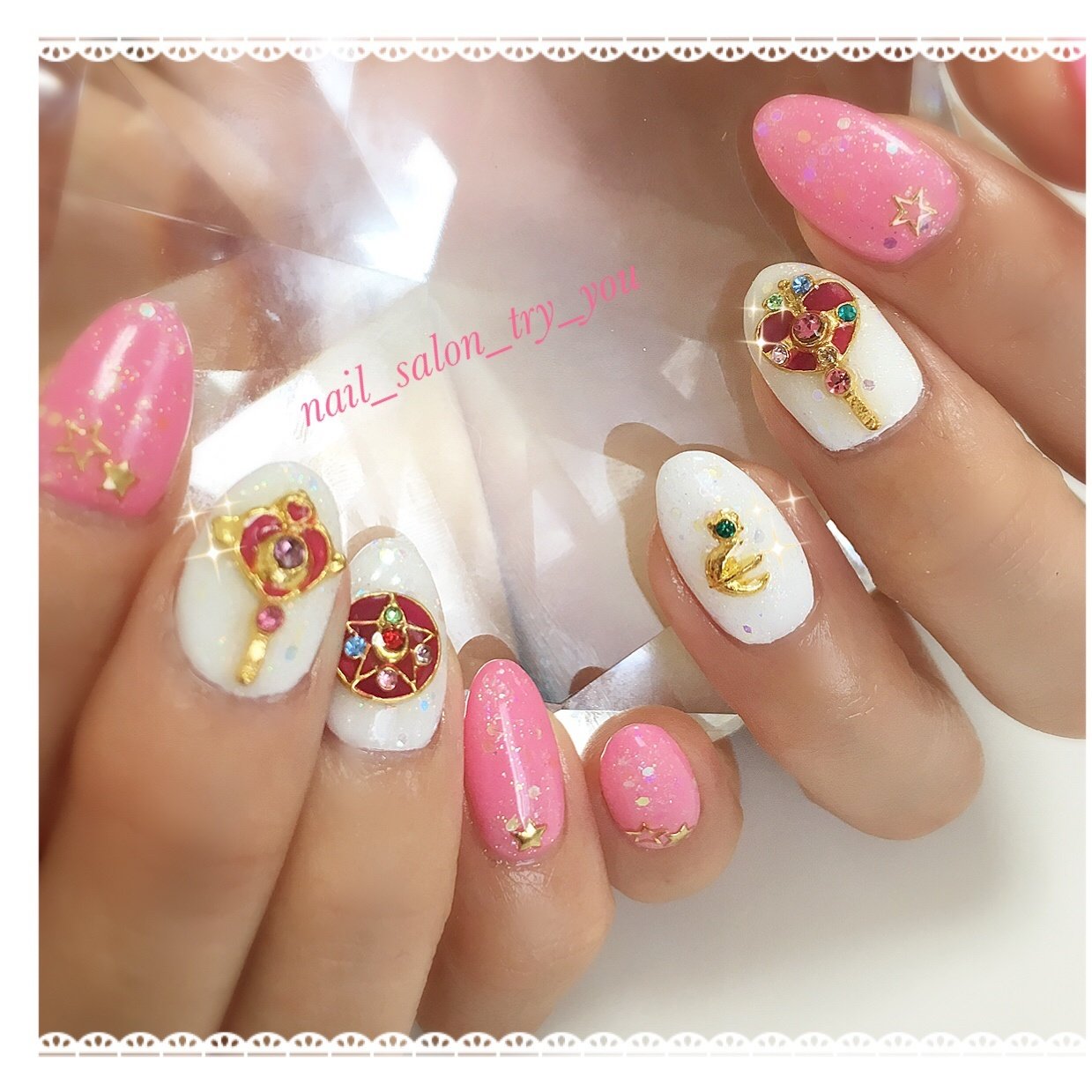 ホワイト ピンク パステル Nail Salon Try Youのネイルデザイン No ネイルブック