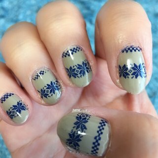 ネイビー グレー マニキュアのネイルデザイン ネイルブック