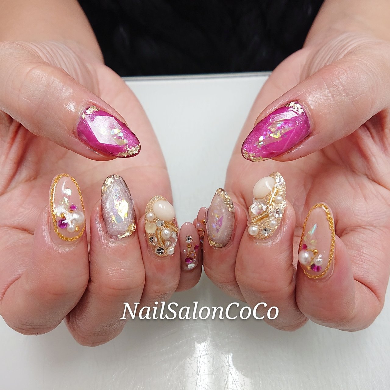 冬 ハンド ラメ ビジュー ロング Nailsaloncocoのネイルデザイン No ネイルブック